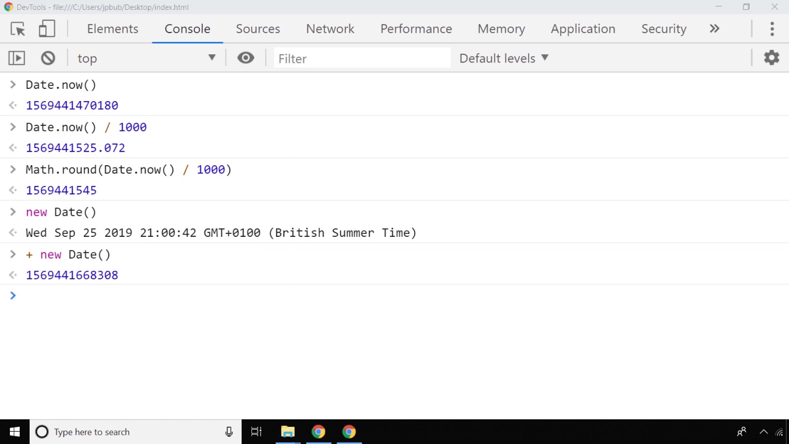 Process of creating timestamps in Node