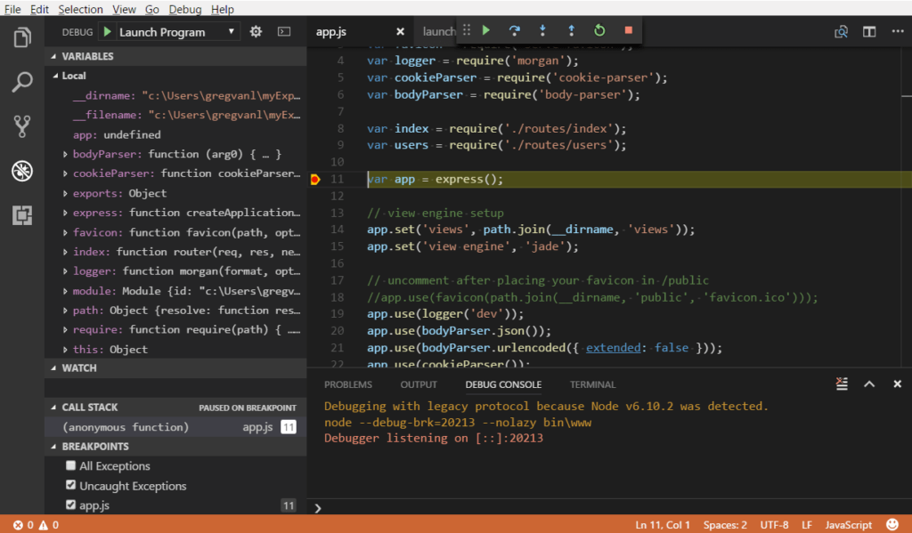 Node.js example